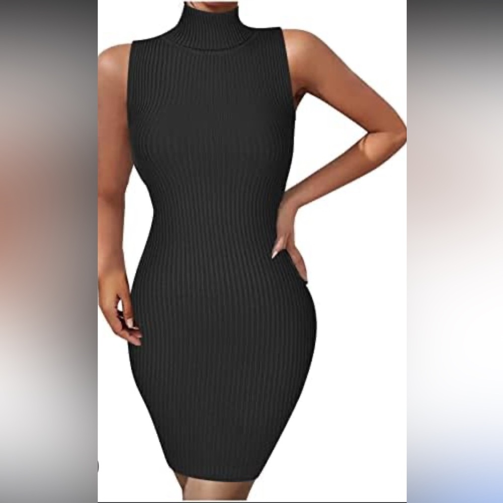 Shinestar Black Ribbed Halter Bodycon Midi Dress